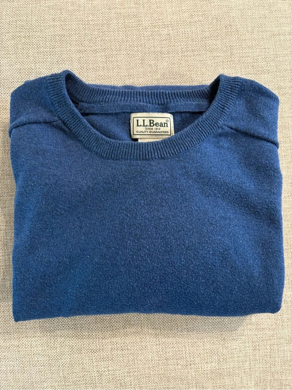 L.L.Bean Cotton Cashmere Sweater XL Reg Blue Crewneck Raglan Men